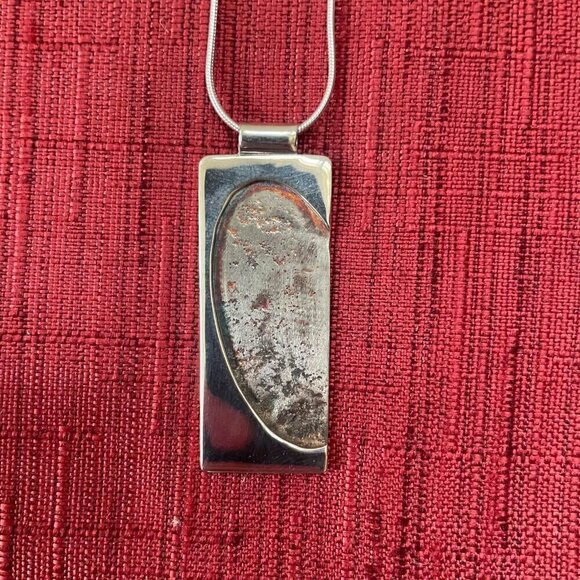 Jessie Senecal Handmade Sterling Silver "Textured Inlay" Necklace - Picture 2 of 5